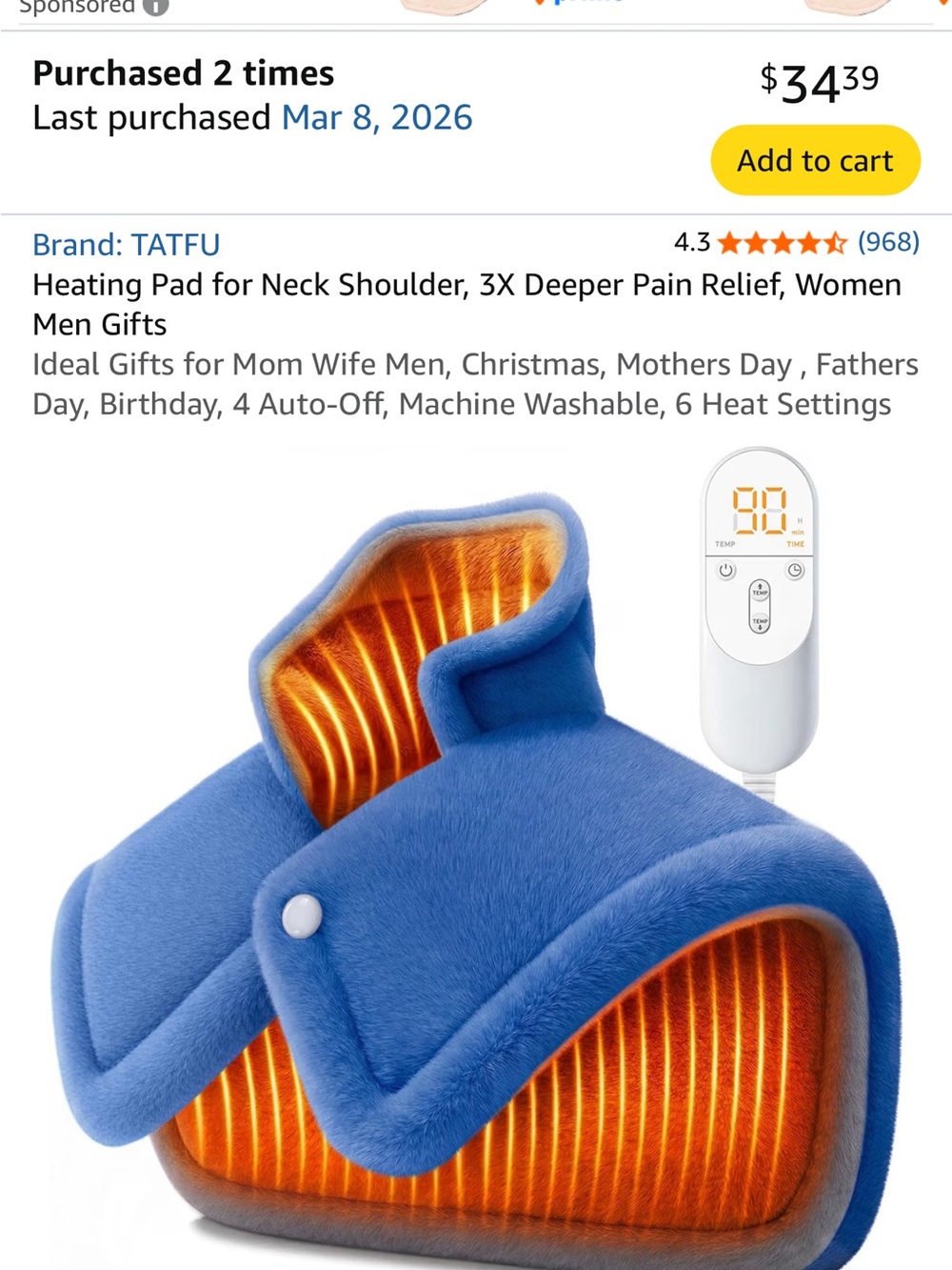 NEW IN BOX Blue Electric Heating Pad for Neck & Shoulders MSRP 34.95
